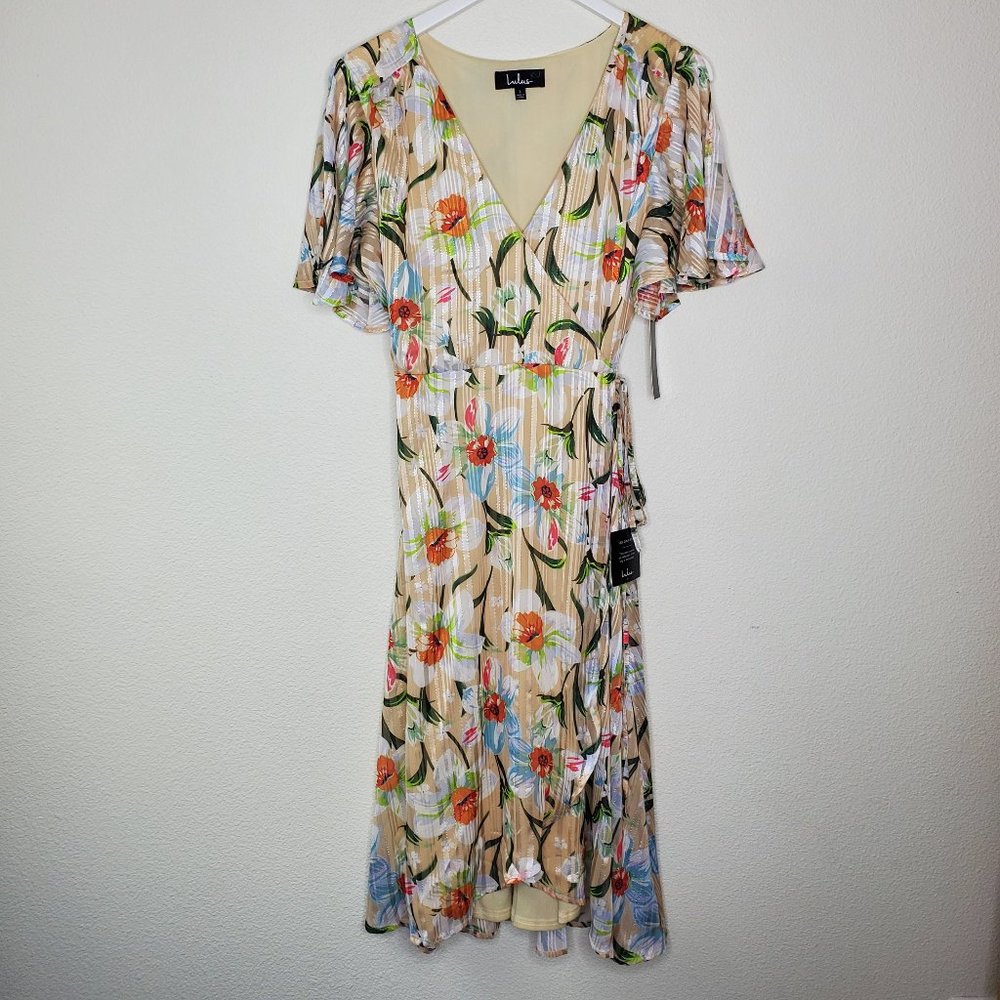 Lulu's Yellow Floral Belted Wrap Dress